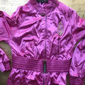 Pink Satin Baby Phat Bomber Jacket w/ Gold Detail
